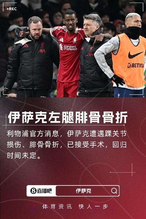 利物浦官方:伊萨克脚踝受伤且腓骨骨折,已经完成手术 利物浦官方:伊萨克脚踝受伤且腓骨骨折,已经完成手术